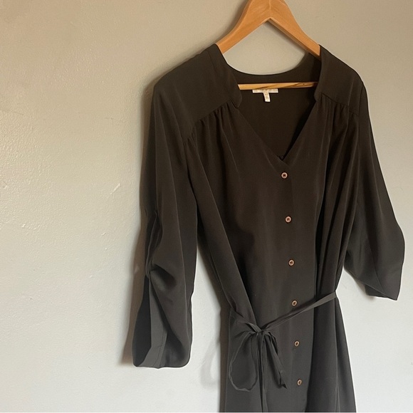 Anthropologie Button Detail Wrap Front Midi Mini Dress Green Large - Picture 4 of 7